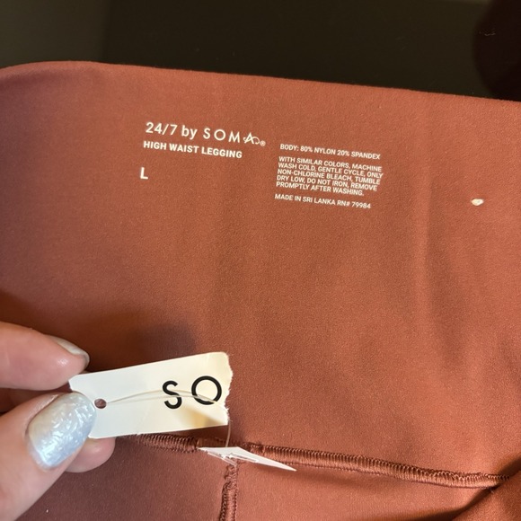 NEW Soma 24/7 High Waist Pocket Leggings  L Orange Stretch Activewear - Picture 3 of 6